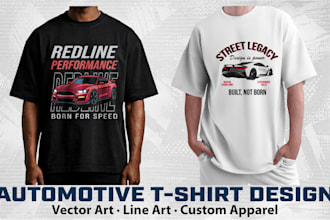 design automotive t shirt for car enthusiasts, car club and apparel brand