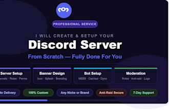 create and setup your professional discord server, banner, moderator, bots setup