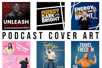 design neon podcast cover art or podcast logo