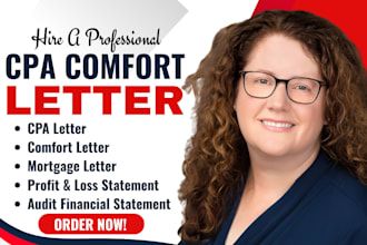 sign US CPA letter comfort letter CPA mortgage letter audit financial statement