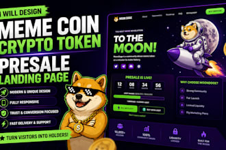 design a meme coin or crypto token presale landing page