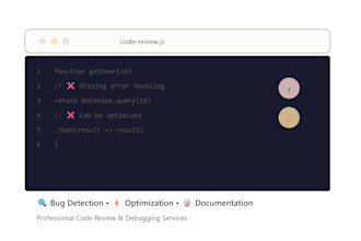 debug your code, provide professional code review and optimization