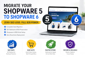 migrate shopware 5 to shopware 6 store with seo migration and b2b suite setup