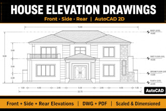 draw front and side elevation of your house in autocad