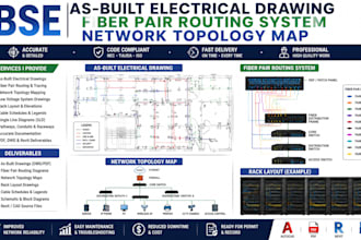 as built electrical drawing fiber pair routing system network topology map