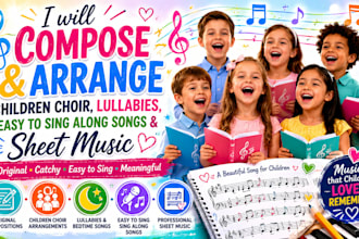 compose, arrange children choir, lullabies, easy to sing along song, sheet music