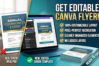 recreate, convert, or redesign your flyer into editable canva template