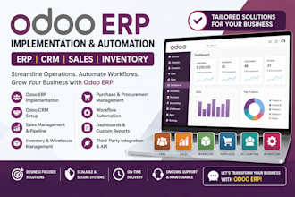 implement odoo erp, CRM, sales, inventory and workflow automation