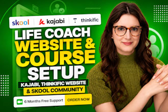 do life coaching online course setup, kajabi thinkific website, skool community