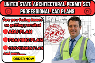ca,tx,nc,oh full permit set,adu permit approval,framing plan,garage conversion
