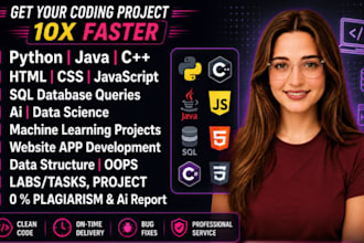 do cpp java python sql database HTML CSS assigned programming developer coder