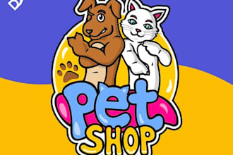 make cute animal pet logo design for pet grooming care services