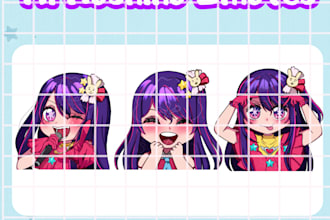 provide cute premade anime chibi emotes pack for twitch