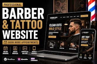 design a barber shop, tattoo studio salon booking website
