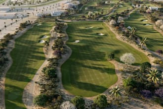design custom 3d mini golf course, golf landscape, and simulator room