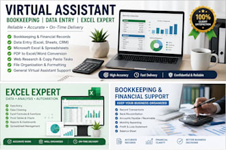 do bookkeeping, data entry, excel and virtual assistant work