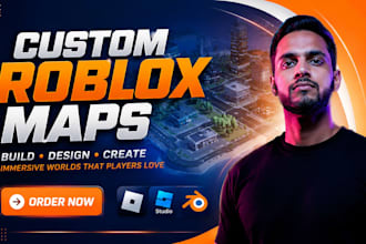 build custom roblox map, game environment, city map, 3d world in roblox studio