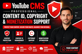 provide youtube cms, content id, copyright and monetization support