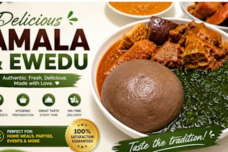 make delicious amala and ewedu for events, parties and home delivery