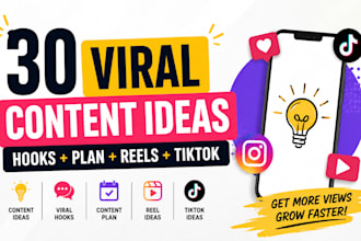 30 content ideas viral hooks social media content plan reel ideas tiktok ideas