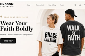 design christian shopify clothing store for faith based pod streetwear apparel