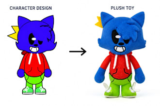 design custom plushie toys, 3d plush models, mascot characters and toy prototype