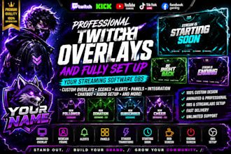 create professional twitch overlays and fully set up your streaming software obs