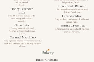 design a professional restaurant, cafe, or bakery menu in canva