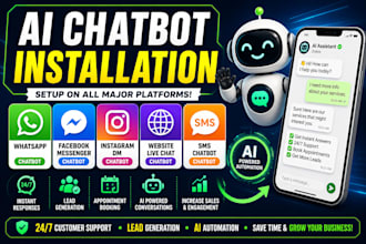install ai chatbot for whatsapp, fb, insta, website and SMS