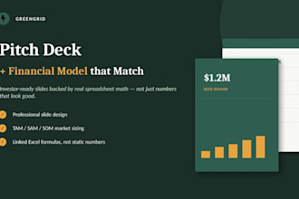 create a professional investor pitch deck with financial model