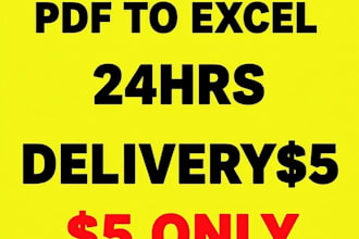 do accurate PDF to excel data entry, word typing and forms