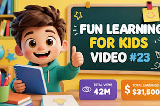 produce viral educational kids learning videos for youtube, animation for kids