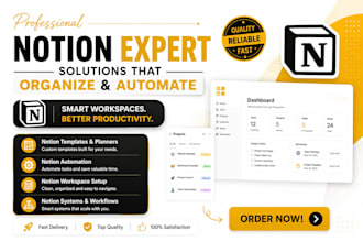 create a professional notion dashboard and template notion automation notion