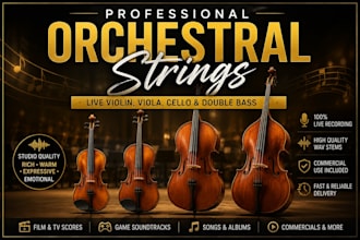 record professional violin, viola, cello, and double bass for your orchestral mu