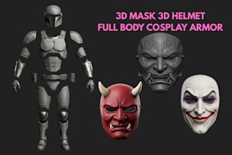 sculpt 3d cosplay wearable armor 3d mask 3d helmet halloween mask for printing