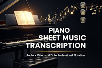 transcribe piano sheet music song audio midi of any piece piano sheet music