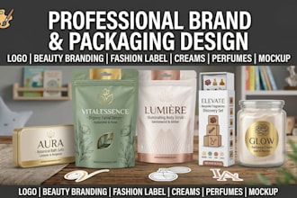 design fashion beauty logo, skincare product packaging, cosmetic branding mockup