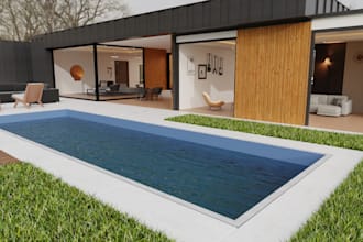 create modern architectural house exterior and interior 3d rendering