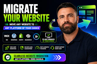 migrate, move wix wordpress shopify squarespace to any website of your choice