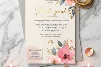 design premium feminine thank you cards and packaging inserts