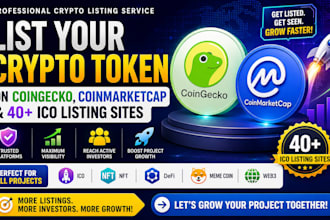 list your crypto token on coingecko, coinmarketcap and ico listing sites