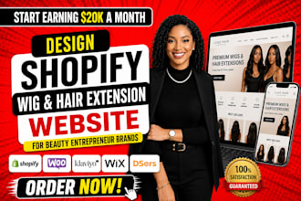 design shopify wig hair extension website for beauty entrepreneur brands