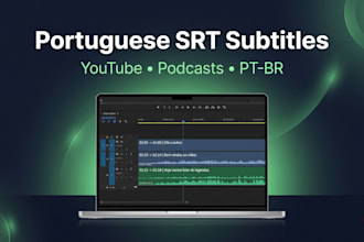 transcribe portuguese audio to srt subtitles for youtube