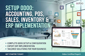 setup odoo accounting, pos, sales, inventory and erp implementation