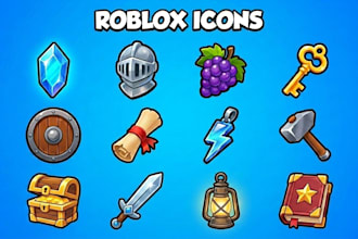 draw 2d roblox logo, icons, assets and UI for your game