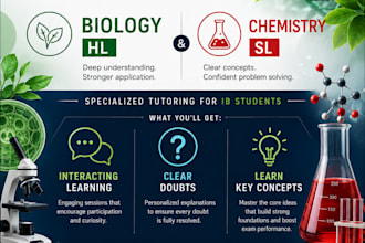 be your personal tutor for ib biology hl and or chemistry sl