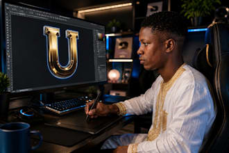 design a luxury 3d logo in gold, chrome or neon style