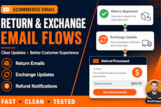 setup return exchange email flows for ecommerce store