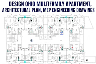 design ohio multifamily apartment, architectural plan, mep engineering drawings