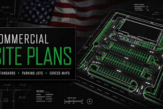 draw commercial site plan parking lot and egress map